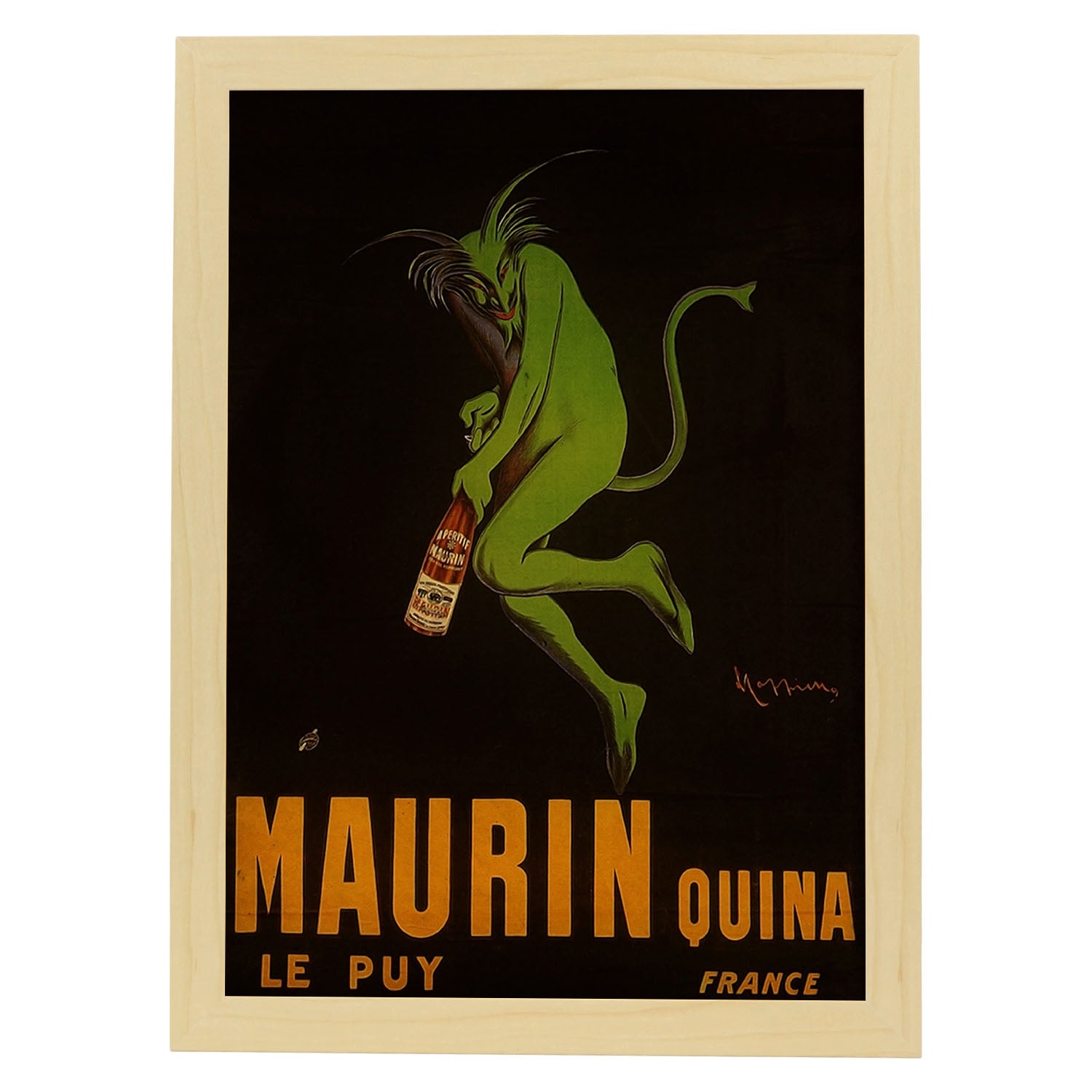 Poster vintage de Diablo con botella. con imágenes vintage y de publicidad antigua.-Artwork-Nacnic-A3-Marco Madera clara-Nacnic Estudio SL