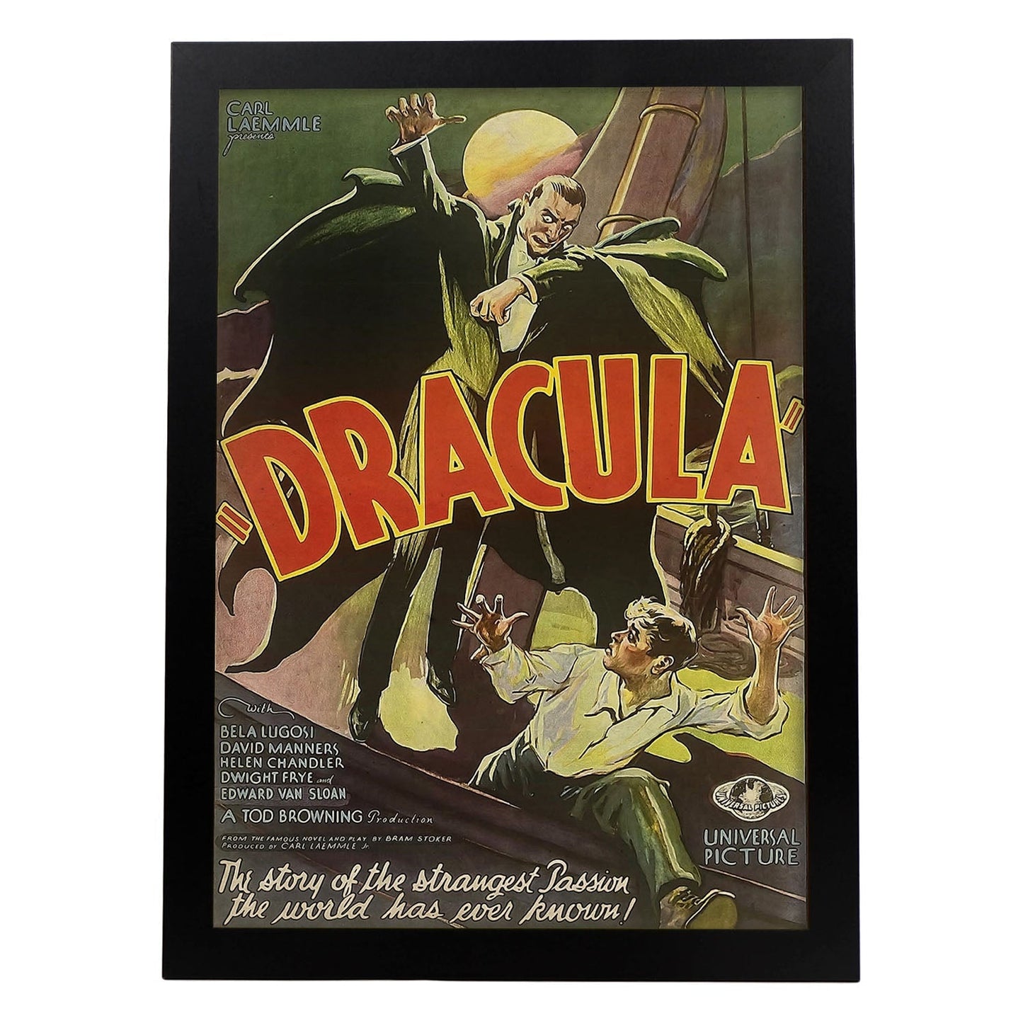 Poster vintage de Dracula. con imágenes vintage y de publicidad antigua.-Artwork-Nacnic-A3-Marco Negro-Nacnic Estudio SL