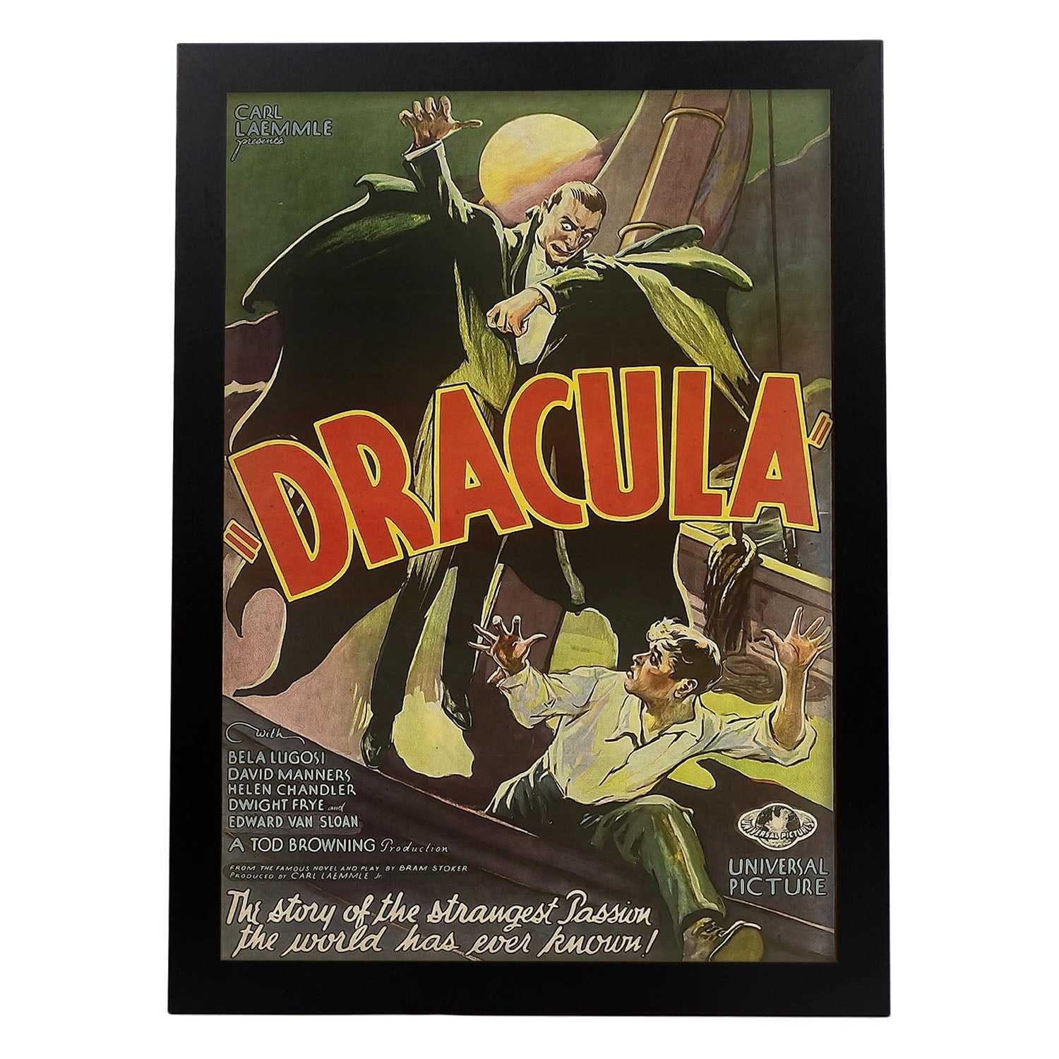 Poster vintage de Dracula. con imágenes vintage y de publicidad antigua.-Artwork-Nacnic-A4-Marco Negro-Nacnic Estudio SL