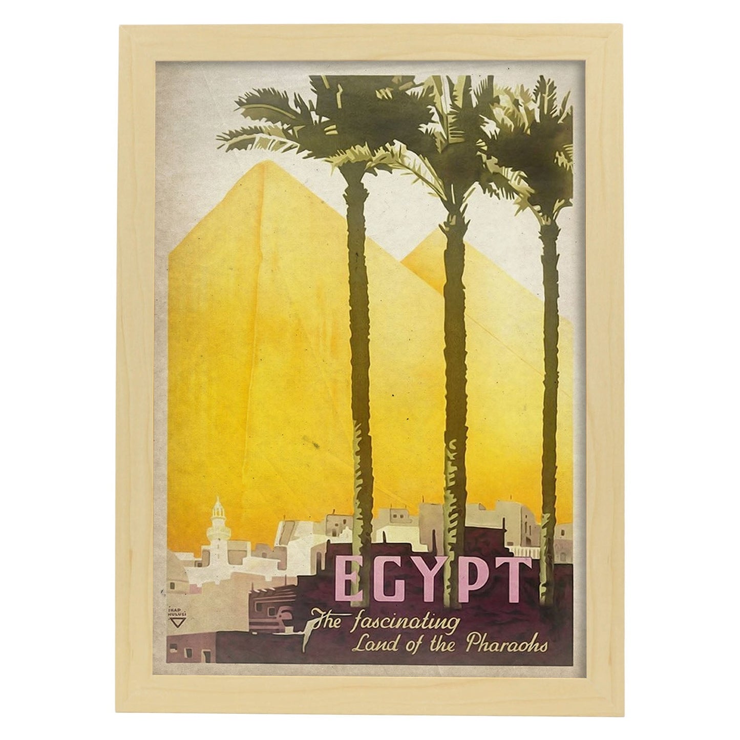 Poster vintage de Egipto. con imágenes vintage y de publicidad antigua.-Artwork-Nacnic-A3-Marco Madera clara-Nacnic Estudio SL