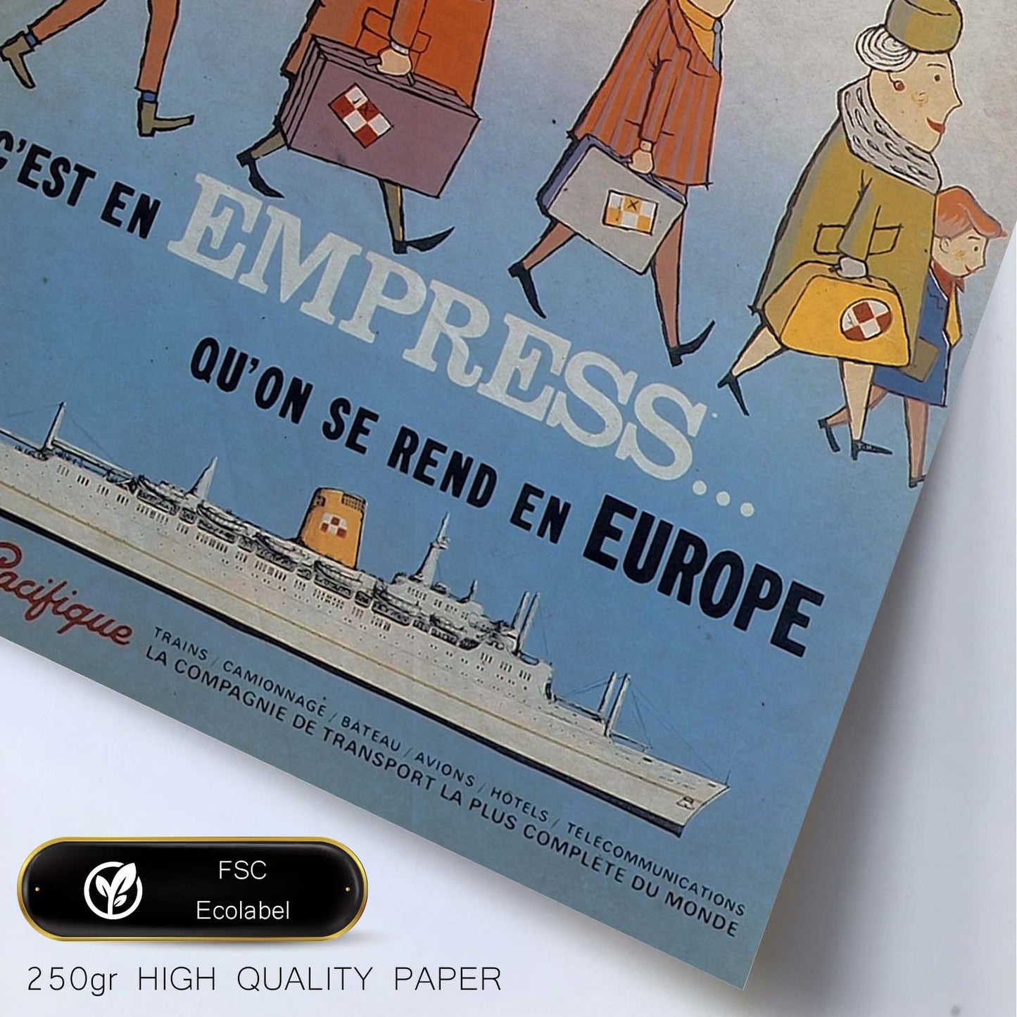 Poster vintage de En barco a Europa. con imágenes vintage y de publicidad antigua.-Artwork-Nacnic-Nacnic Estudio SL