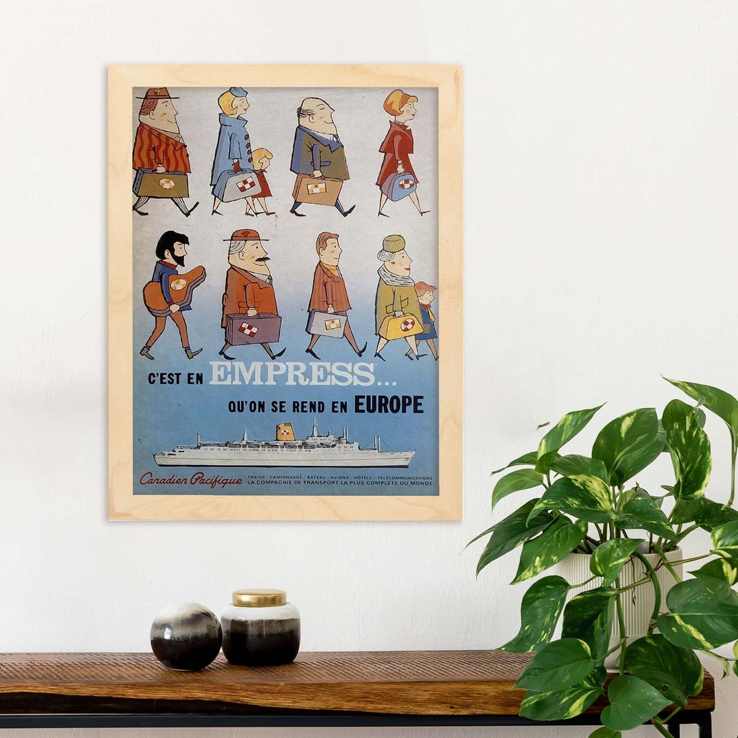 Poster vintage de En barco a Europa. con imágenes vintage y de publicidad antigua.-Artwork-Nacnic-Nacnic Estudio SL
