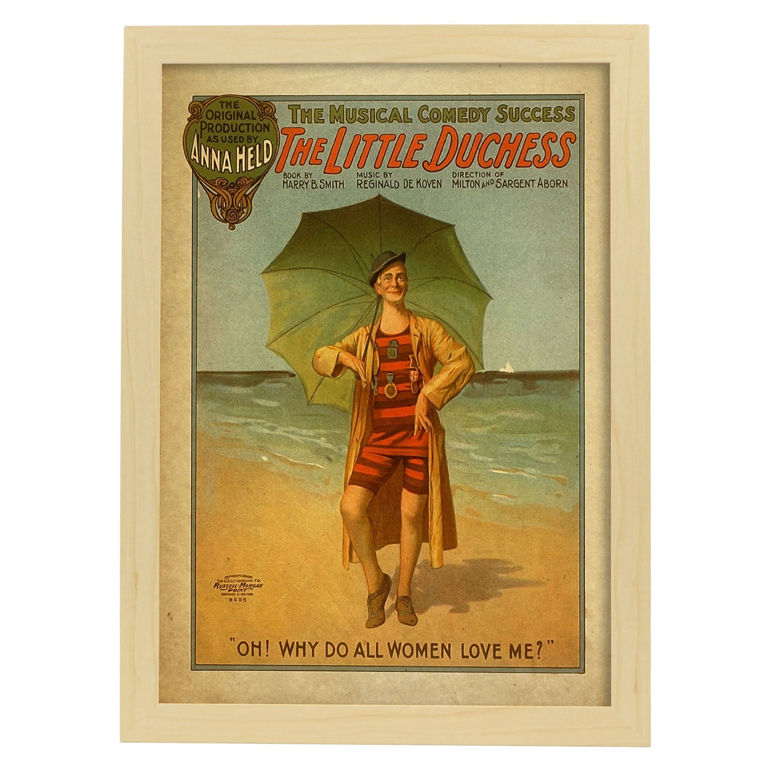 Poster vintage de En la playa. con imágenes vintage y de publicidad antigua.-Artwork-Nacnic-A4-Marco Madera clara-Nacnic Estudio SL