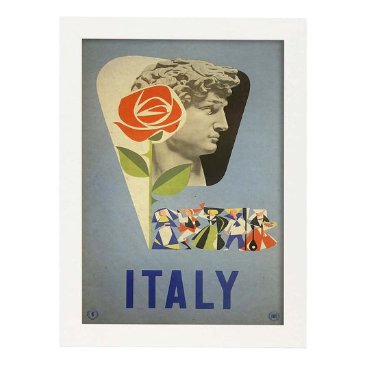 Poster vintage de Estatua de David. con imágenes vintage y de publicidad antigua.-Artwork-Nacnic-A4-Marco Blanco-Nacnic Estudio SL