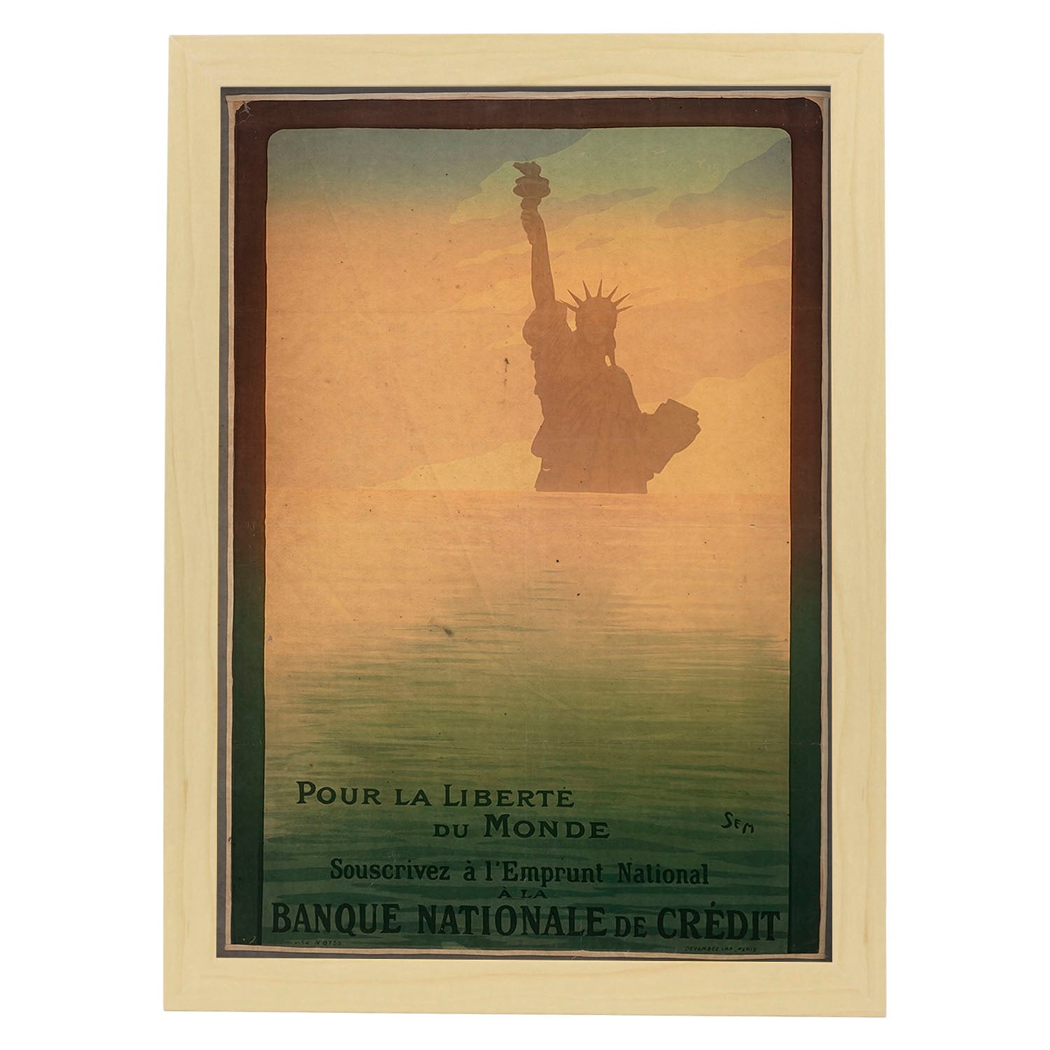 Poster vintage de Estatua de la libertad. con imágenes vintage y de publicidad antigua.-Artwork-Nacnic-A3-Marco Madera clara-Nacnic Estudio SL