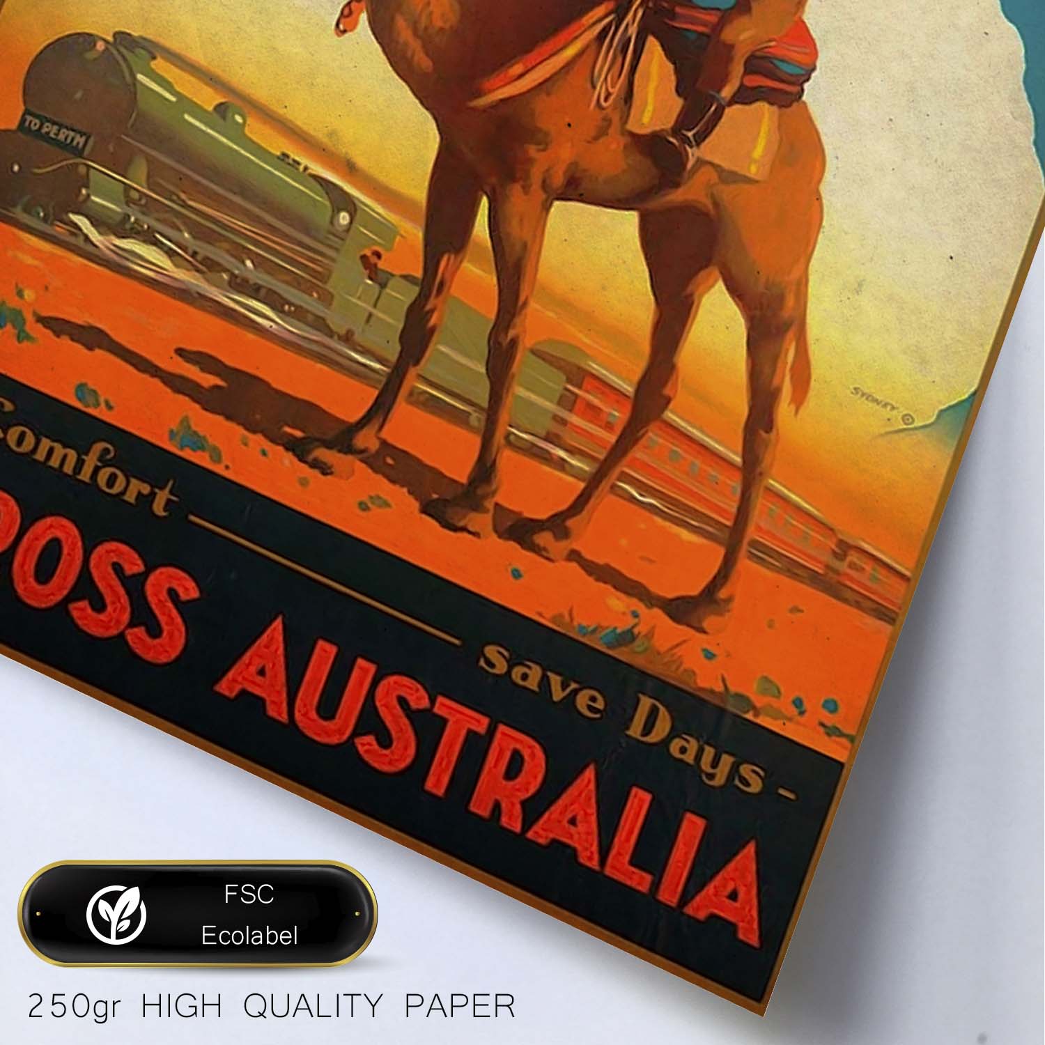 Poster vintage de Ferrocarril Australiano. con imágenes vintage y de publicidad antigua.-Artwork-Nacnic-Nacnic Estudio SL