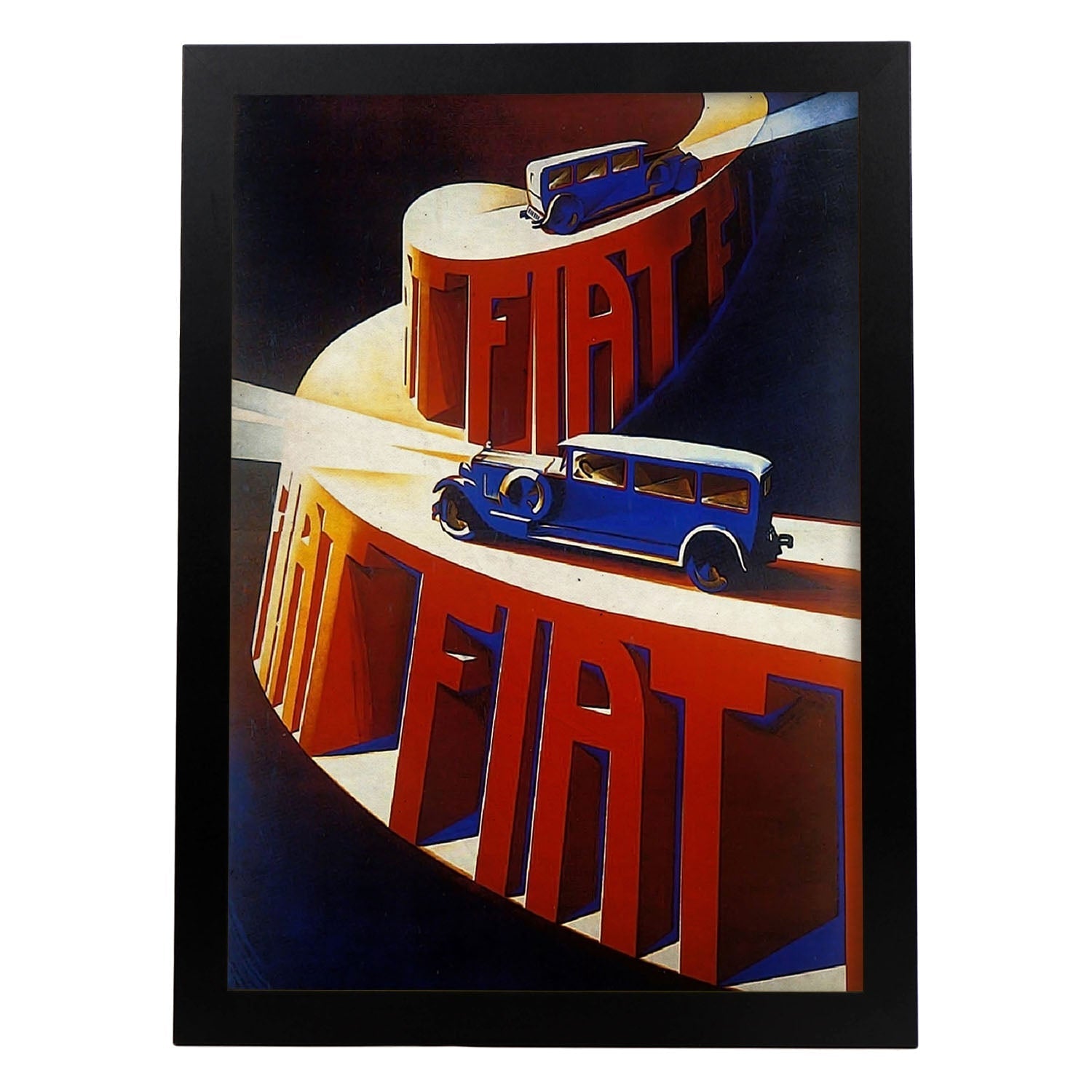Poster vintage de Fiat. con imágenes vintage y de publicidad antigua.-Artwork-Nacnic-A3-Marco Negro-Nacnic Estudio SL