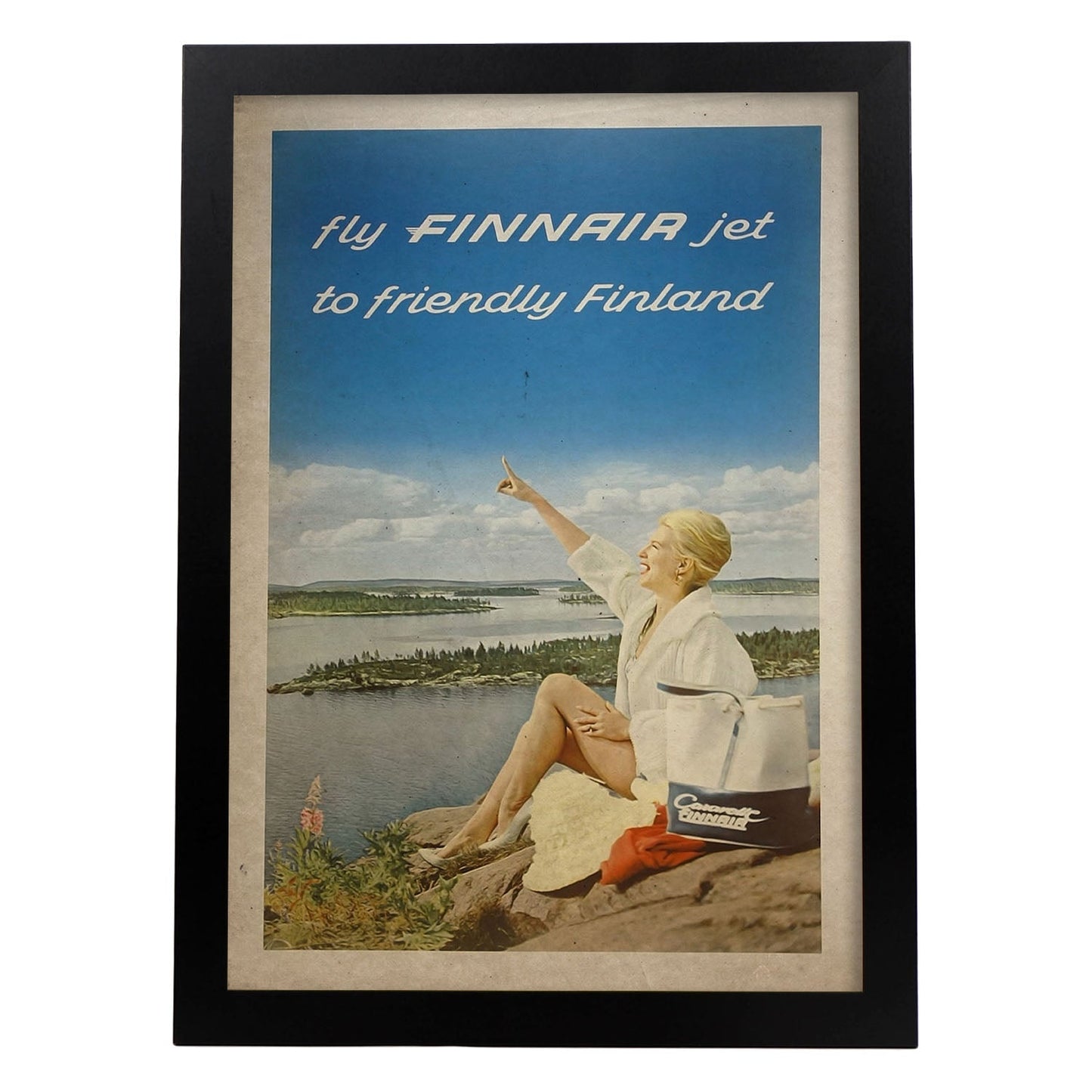 Poster vintage de Finnair. con imágenes vintage y de publicidad antigua.-Artwork-Nacnic-A3-Marco Negro-Nacnic Estudio SL