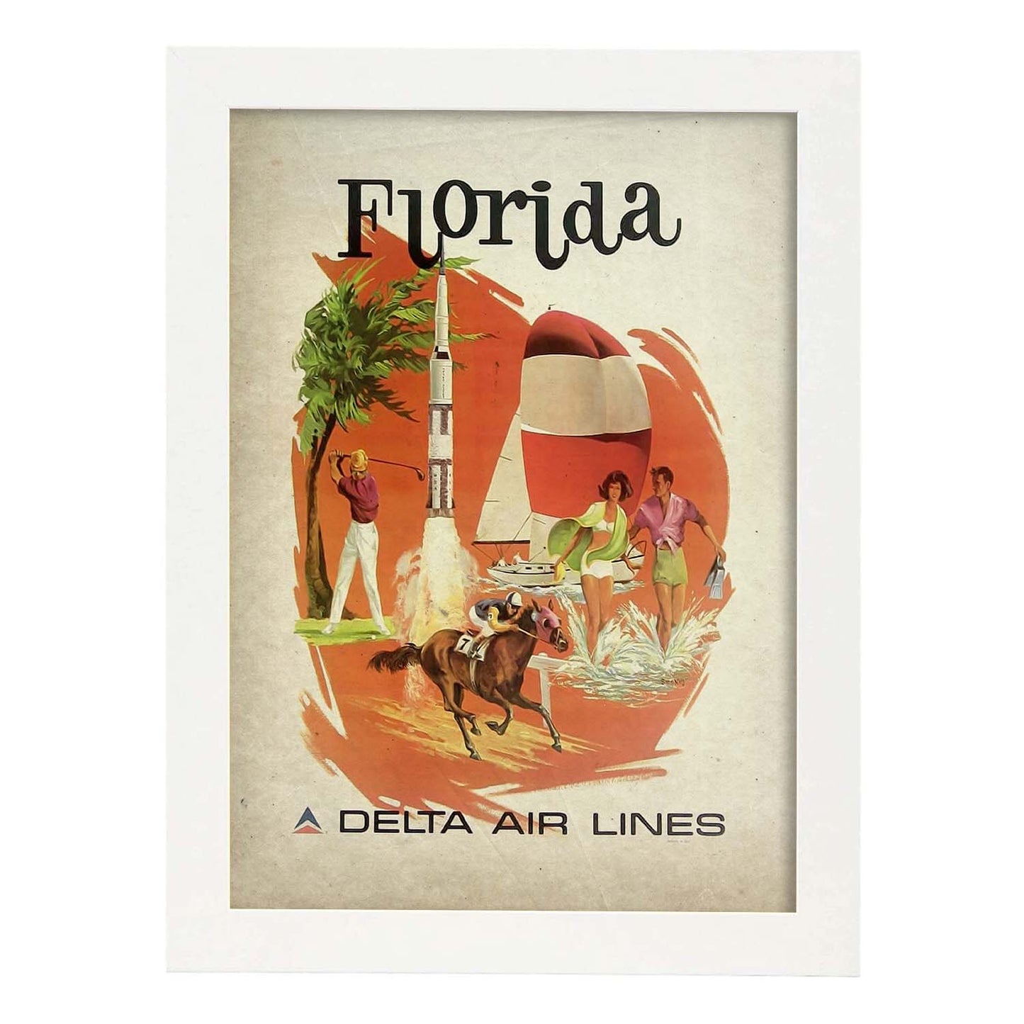 Poster vintage de Florida Air Lines. con imágenes vintage y de publicidad antigua.-Artwork-Nacnic-A3-Marco Blanco-Nacnic Estudio SL