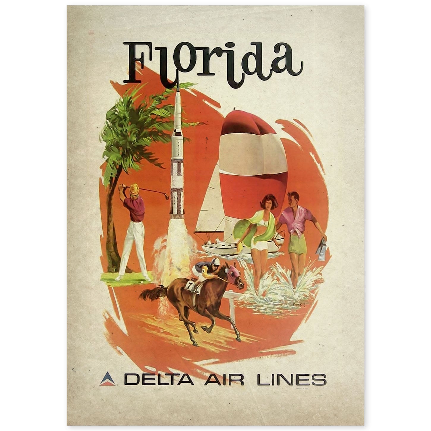 Poster vintage de Florida Air Lines. con imágenes vintage y de publicidad antigua.-Artwork-Nacnic-A4-Sin marco-Nacnic Estudio SL