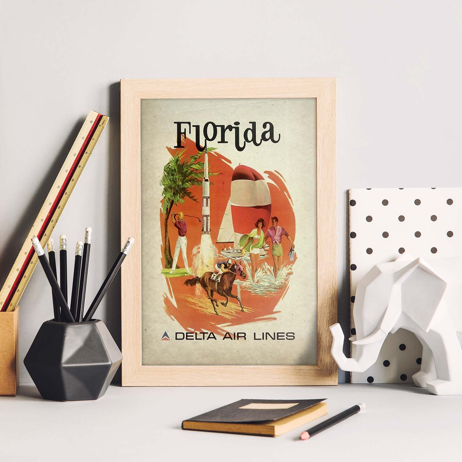 Poster vintage de Florida Air Lines. con imágenes vintage y de publicidad antigua.-Artwork-Nacnic-Nacnic Estudio SL