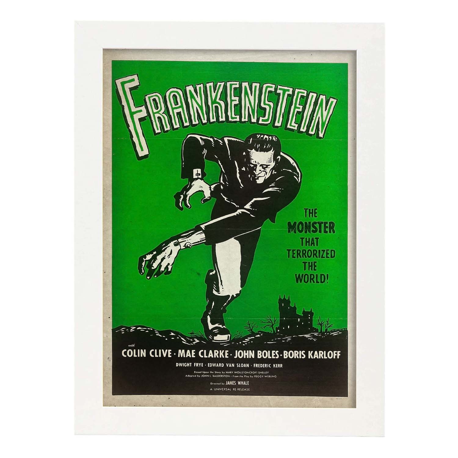 Poster vintage de Frankenstein. con imágenes vintage y de publicidad antigua.-Artwork-Nacnic-A3-Marco Blanco-Nacnic Estudio SL