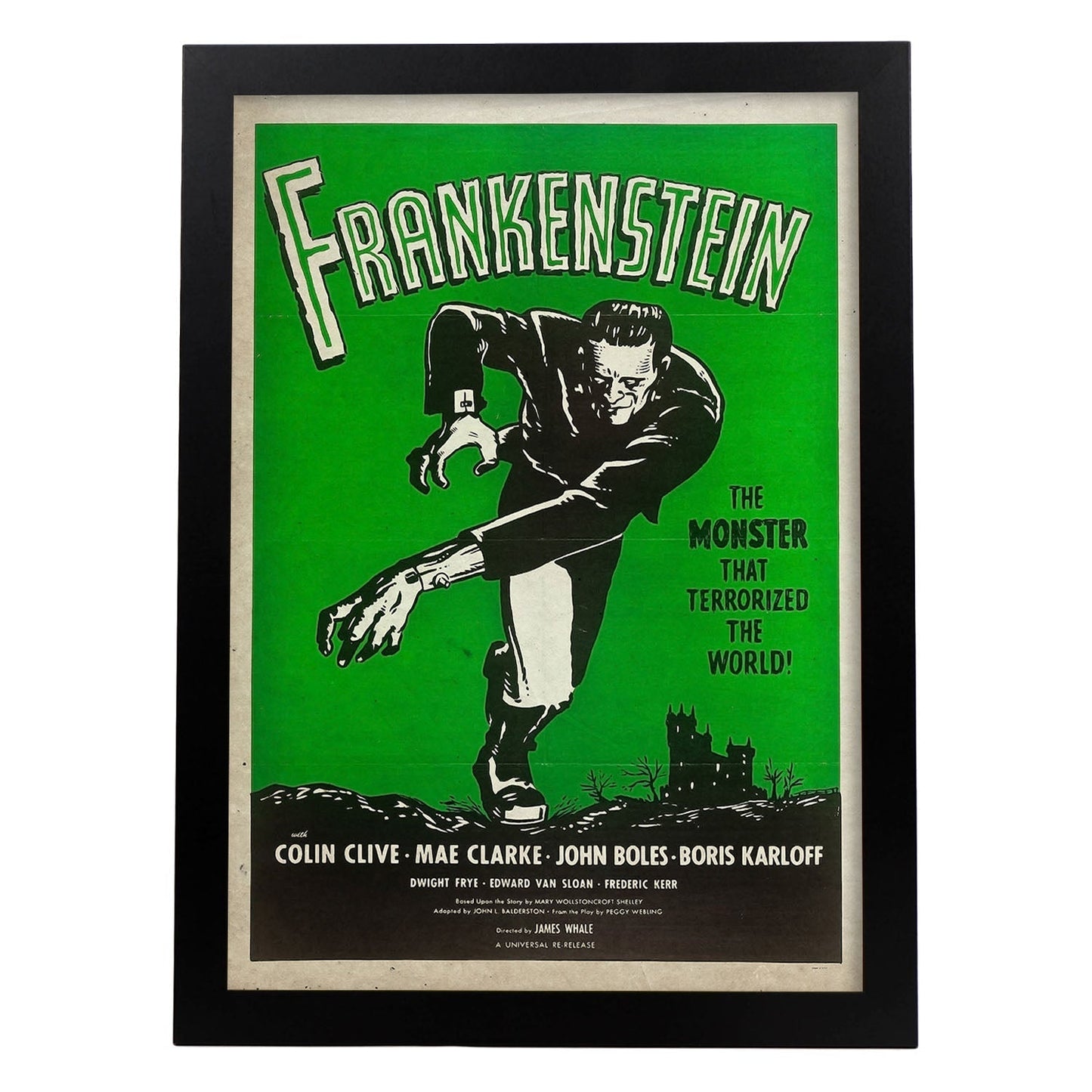 Poster vintage de Frankenstein. con imágenes vintage y de publicidad antigua.-Artwork-Nacnic-A4-Marco Negro-Nacnic Estudio SL