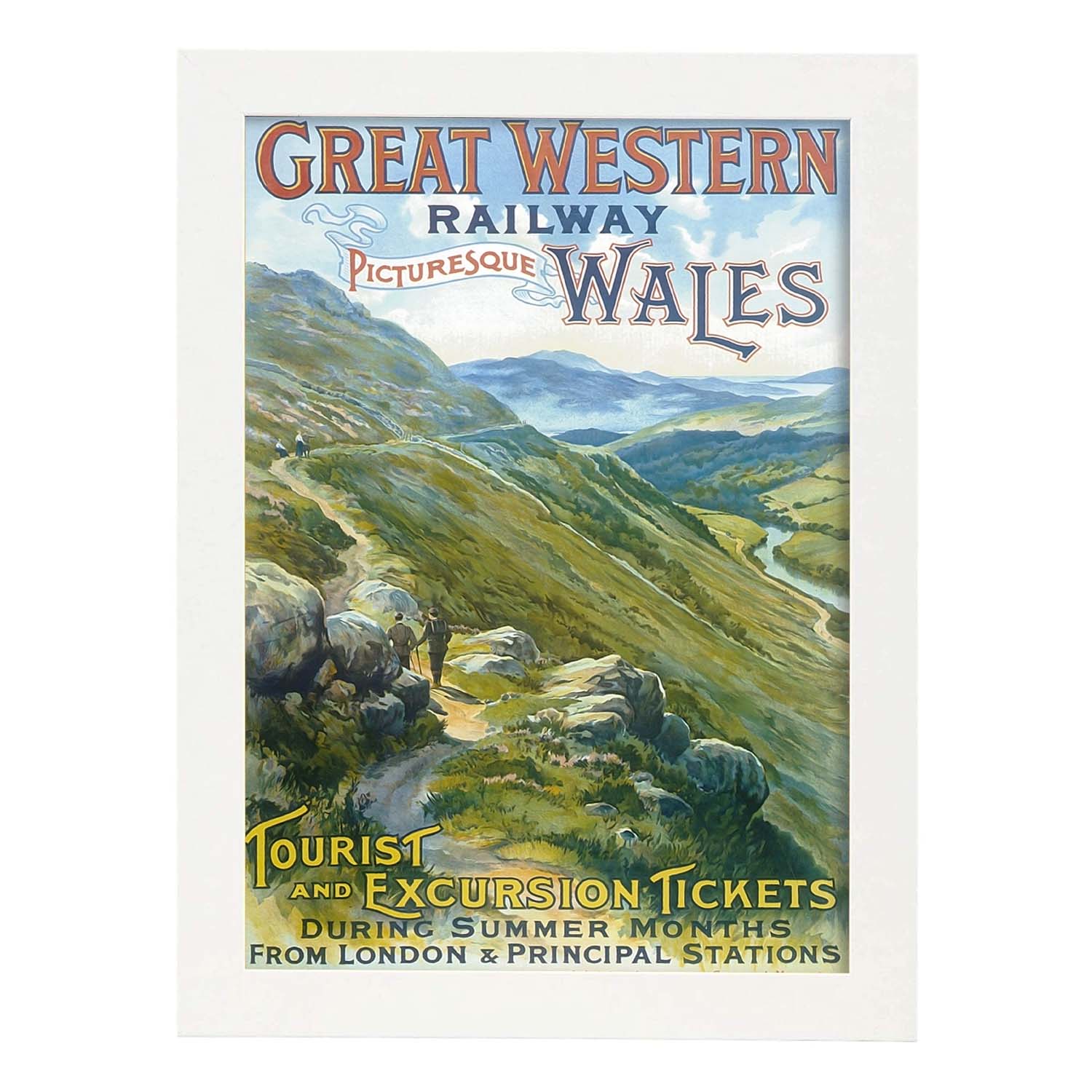 Poster vintage de Gales. con imágenes vintage y de publicidad antigua.-Artwork-Nacnic-A3-Marco Blanco-Nacnic Estudio SL