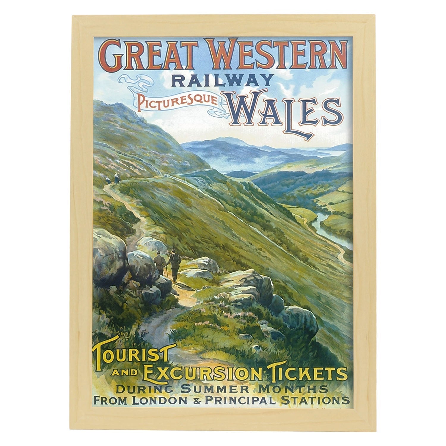 Poster vintage de Gales. con imágenes vintage y de publicidad antigua.-Artwork-Nacnic-A3-Marco Madera clara-Nacnic Estudio SL