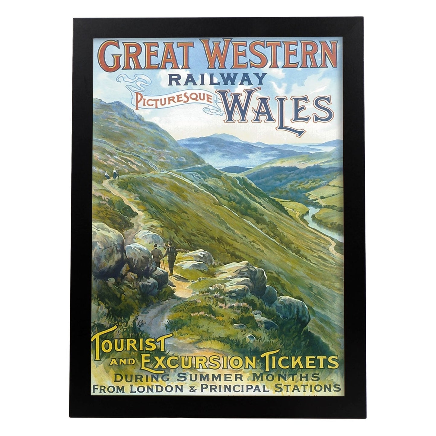 Poster vintage de Gales. con imágenes vintage y de publicidad antigua.-Artwork-Nacnic-A3-Marco Negro-Nacnic Estudio SL
