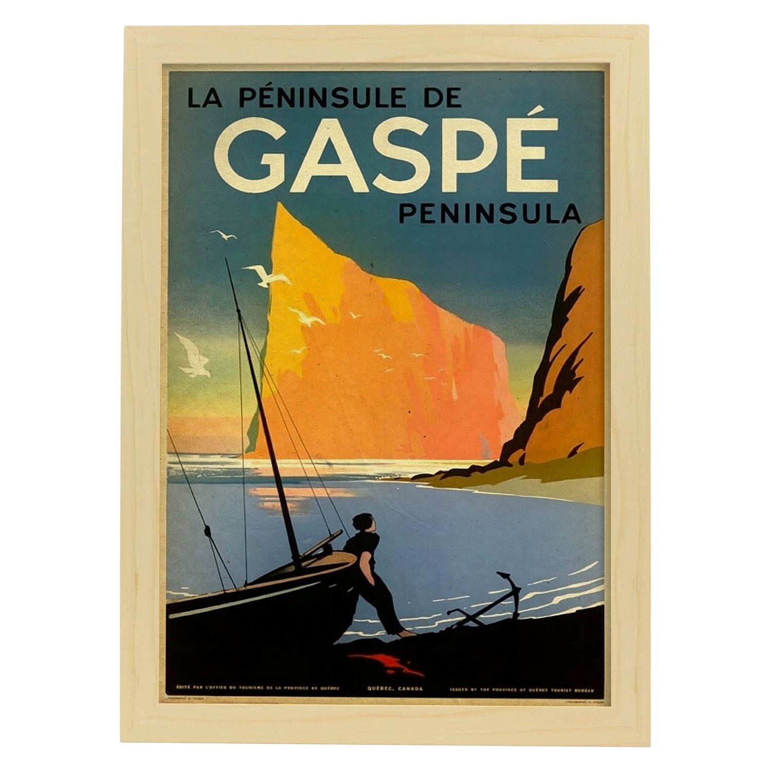 Poster vintage de Gaspé. con imágenes vintage y de publicidad antigua.-Artwork-Nacnic-A3-Marco Madera clara-Nacnic Estudio SL