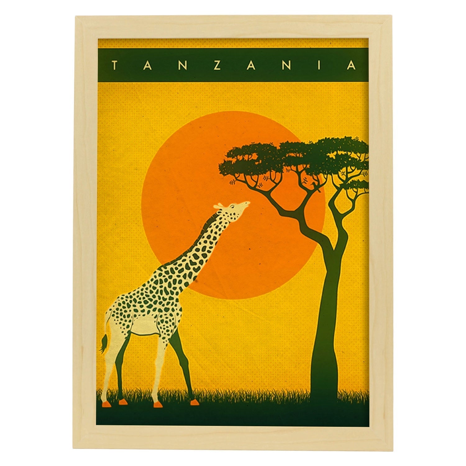 Poster vintage de Girafa. con imágenes vintage y de publicidad antigua.-Artwork-Nacnic-A3-Marco Madera clara-Nacnic Estudio SL