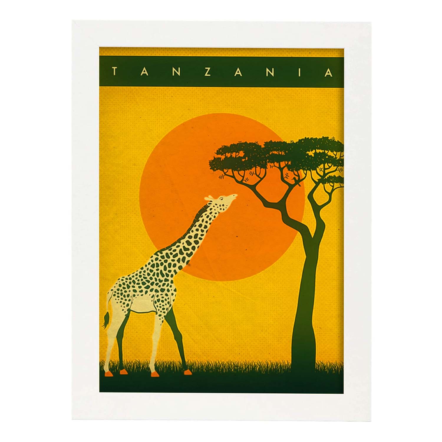 Poster vintage de Girafa. con imágenes vintage y de publicidad antigua.-Artwork-Nacnic-A4-Marco Blanco-Nacnic Estudio SL