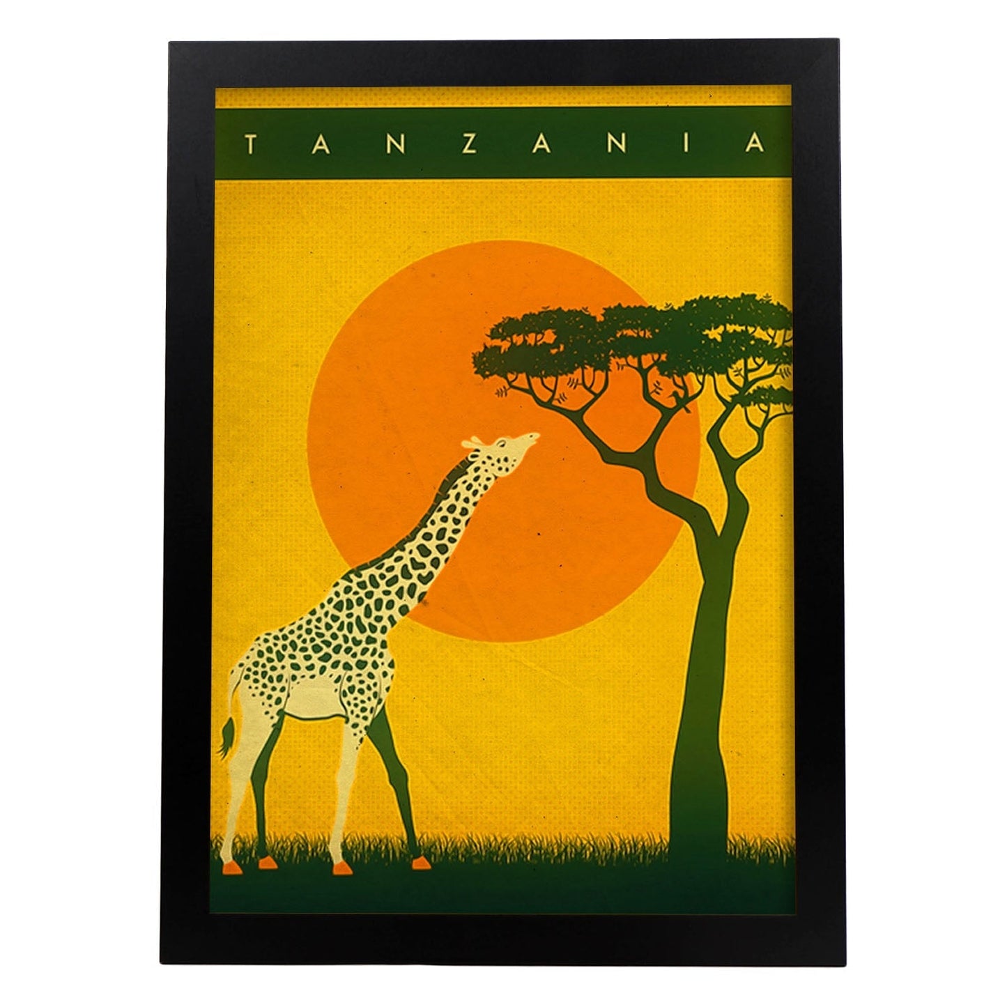 Poster vintage de Girafa. con imágenes vintage y de publicidad antigua.-Artwork-Nacnic-A4-Marco Negro-Nacnic Estudio SL