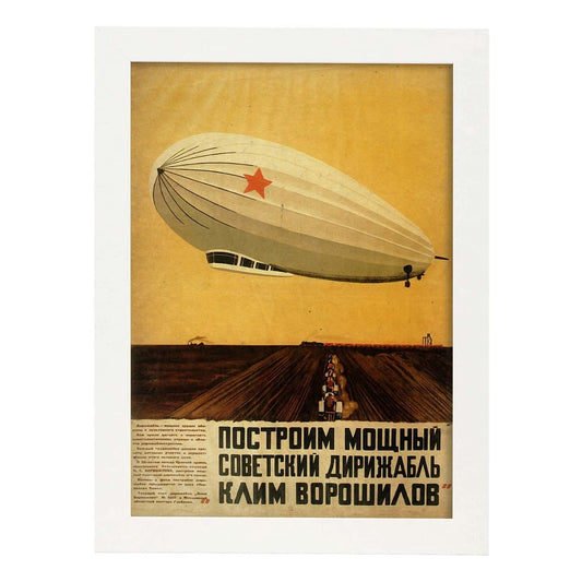 Poster vintage de Globo Ruso. con imágenes vintage y de publicidad antigua.-Artwork-Nacnic-A4-Marco Blanco-Nacnic Estudio SL