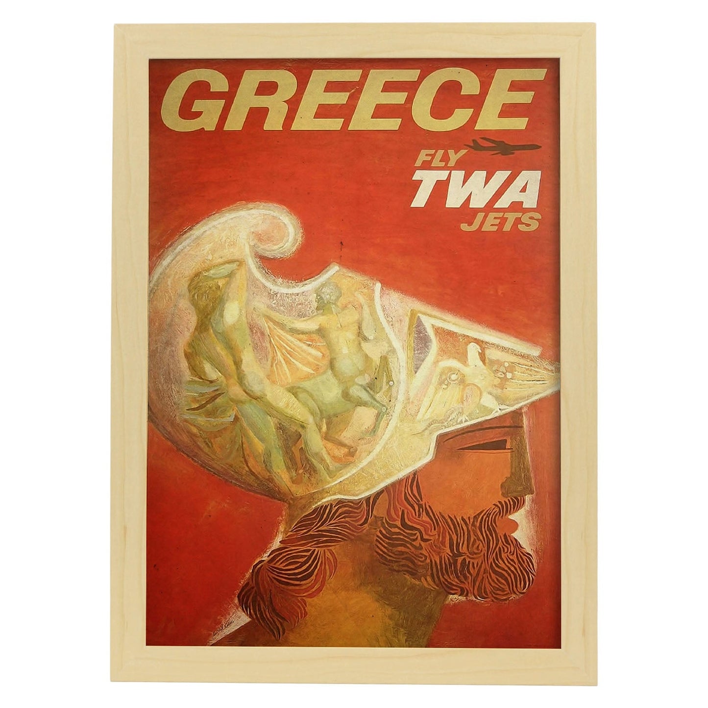 Poster vintage de Grecia. con imágenes vintage y de publicidad antigua.-Artwork-Nacnic-A3-Marco Madera clara-Nacnic Estudio SL