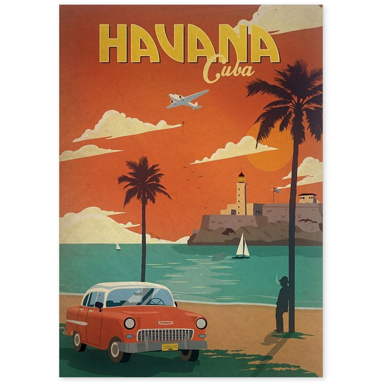 Poster vintage de Havana - Cuba. con imágenes vintage y de publicidad antigua.-Artwork-Nacnic-A4-Sin marco-Nacnic Estudio SL