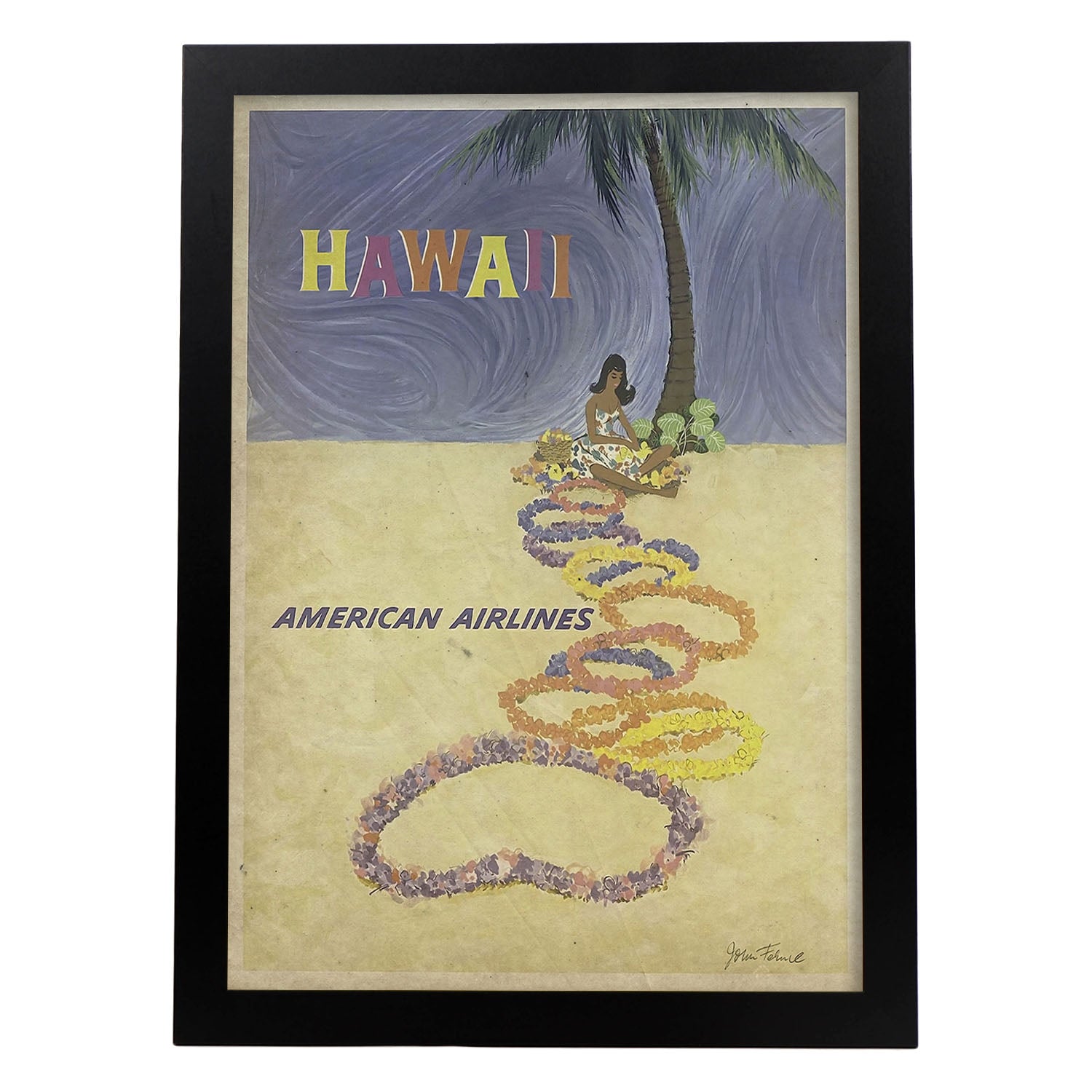 Poster vintage de Hawaii. con imágenes vintage y de publicidad antigua.-Artwork-Nacnic-A3-Marco Negro-Nacnic Estudio SL