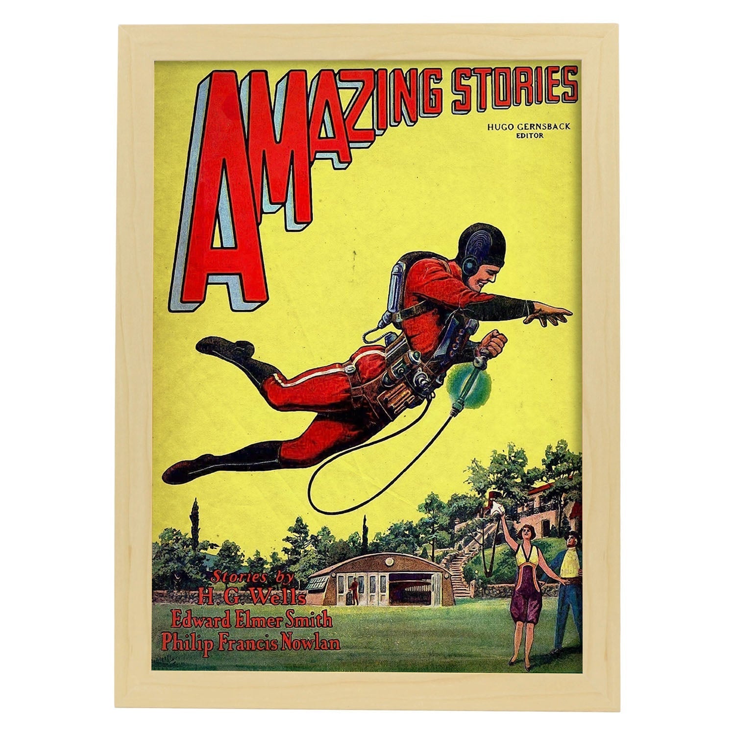 Poster vintage de Historias flipantes. con imágenes vintage y de publicidad antigua.-Artwork-Nacnic-A3-Marco Madera clara-Nacnic Estudio SL