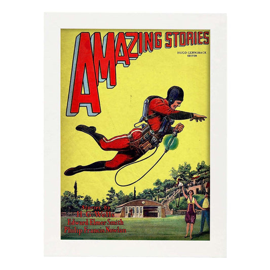 Poster vintage de Historias flipantes. con imágenes vintage y de publicidad antigua.-Artwork-Nacnic-A4-Marco Blanco-Nacnic Estudio SL