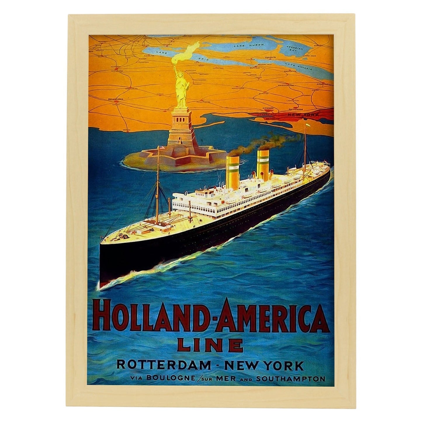 Poster vintage de Holanda. con imágenes vintage y de publicidad antigua.-Artwork-Nacnic-A3-Marco Madera clara-Nacnic Estudio SL