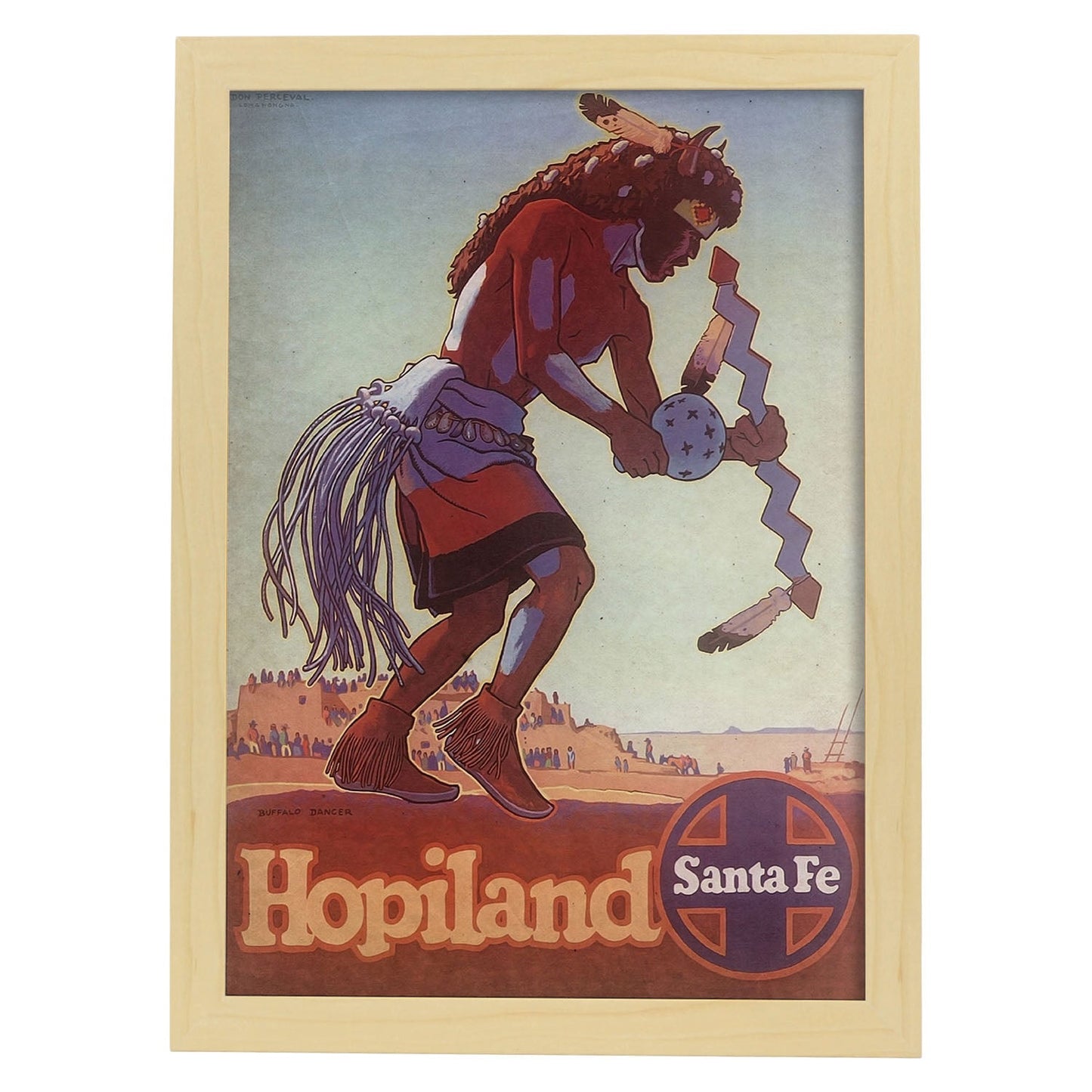 Poster vintage de Hopiland. con imágenes vintage y de publicidad antigua.-Artwork-Nacnic-A3-Marco Madera clara-Nacnic Estudio SL