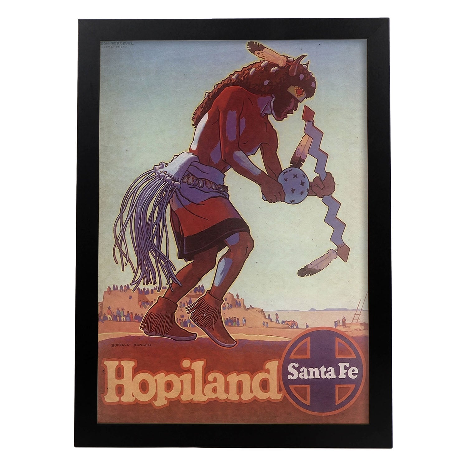 Poster vintage de Hopiland. con imágenes vintage y de publicidad antigua.-Artwork-Nacnic-A4-Marco Negro-Nacnic Estudio SL