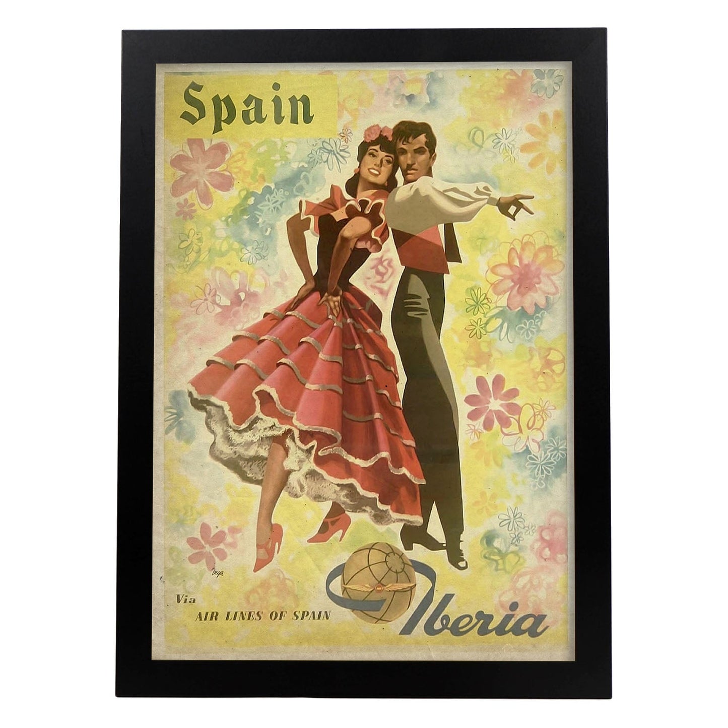 Poster vintage de Iberia. con imágenes vintage y de publicidad antigua.-Artwork-Nacnic-A3-Marco Negro-Nacnic Estudio SL