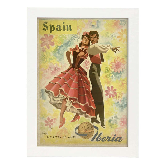 Poster vintage de Iberia. con imágenes vintage y de publicidad antigua.-Artwork-Nacnic-A4-Marco Blanco-Nacnic Estudio SL