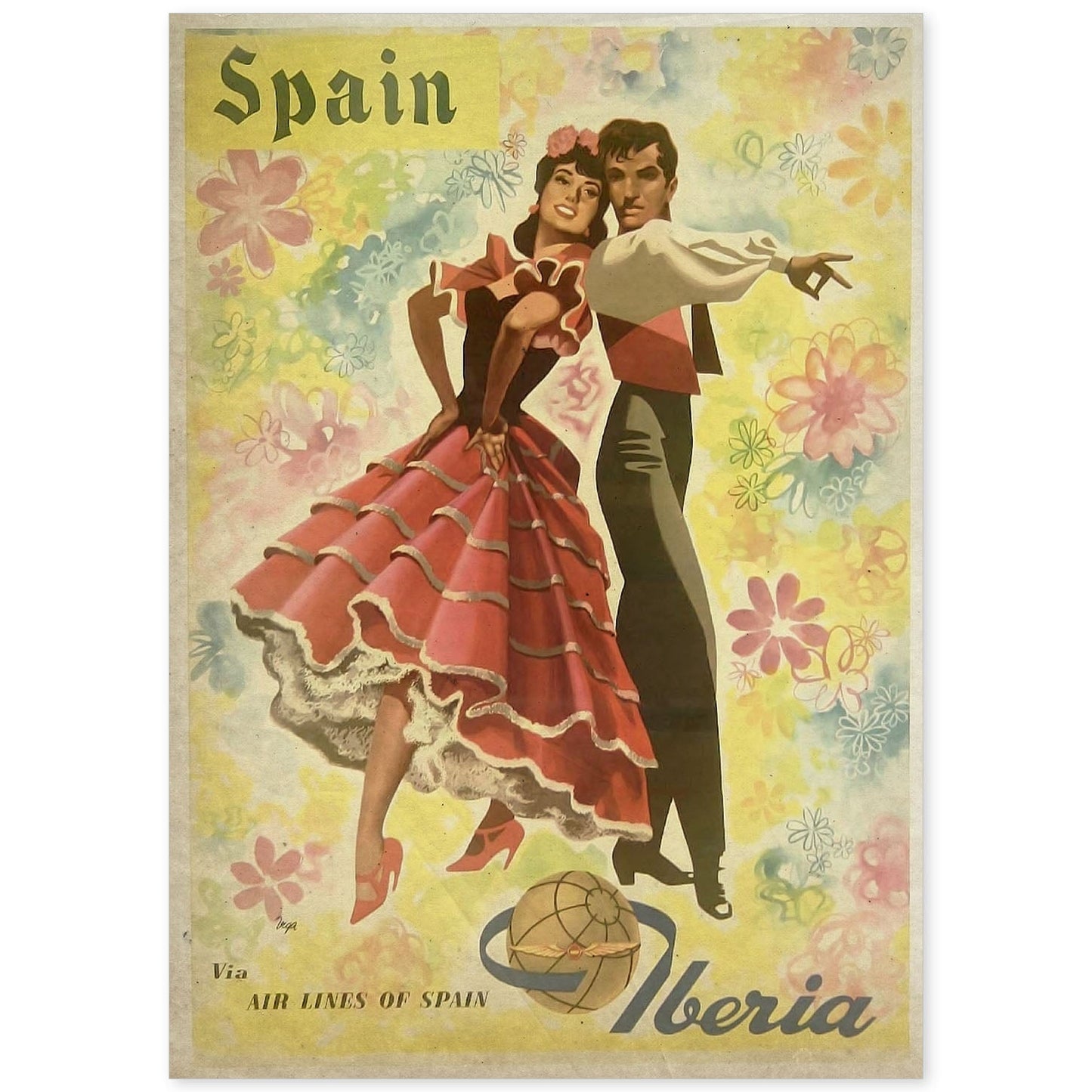 Poster vintage de Iberia. con imágenes vintage y de publicidad antigua.-Artwork-Nacnic-A4-Sin marco-Nacnic Estudio SL