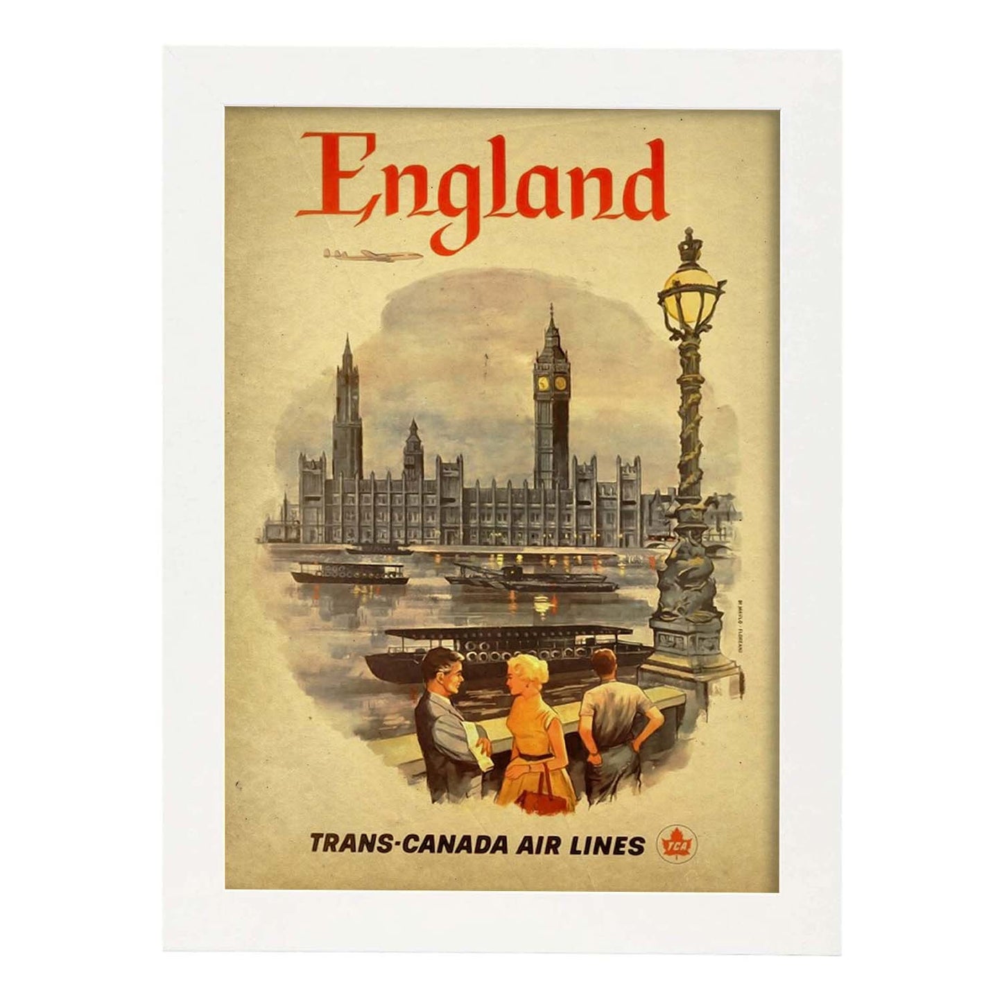 Poster vintage de Inglaterra. con imágenes vintage y de publicidad antigua.-Artwork-Nacnic-A3-Marco Blanco-Nacnic Estudio SL
