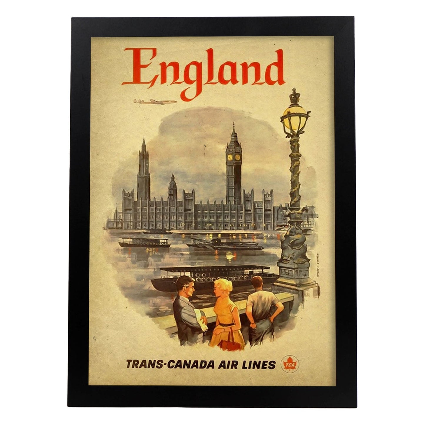 Poster vintage de Inglaterra. con imágenes vintage y de publicidad antigua.-Artwork-Nacnic-A3-Marco Negro-Nacnic Estudio SL