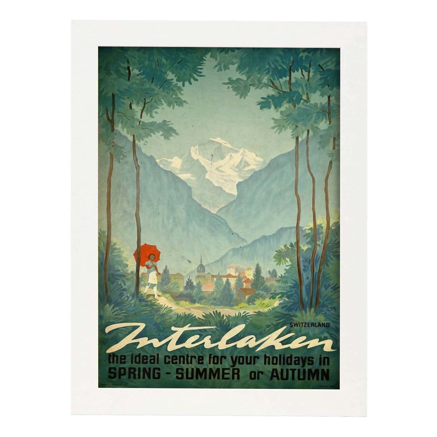 Poster vintage de Interlaken Suiza. con imágenes vintage y de publicidad antigua.-Artwork-Nacnic-A3-Marco Blanco-Nacnic Estudio SL