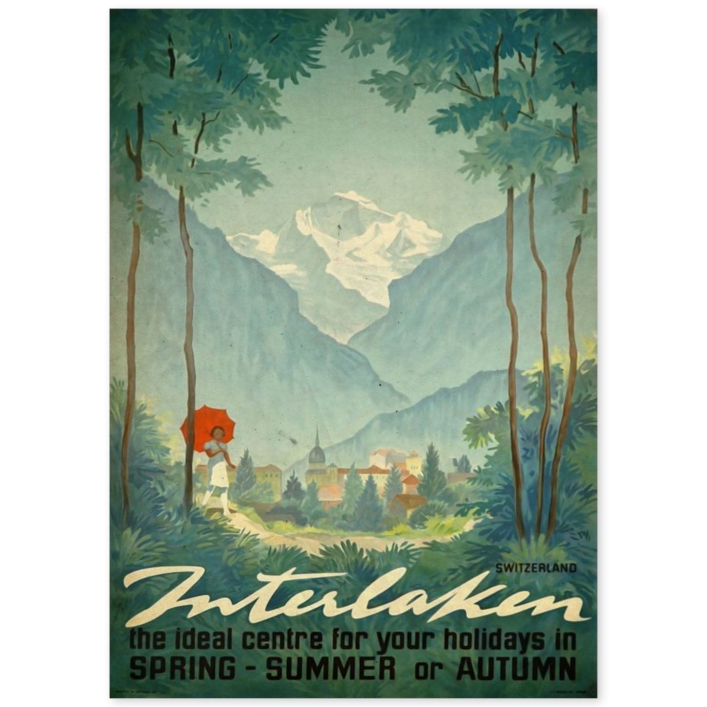 Poster vintage de Interlaken Suiza. con imágenes vintage y de publicidad antigua.-Artwork-Nacnic-A4-Sin marco-Nacnic Estudio SL