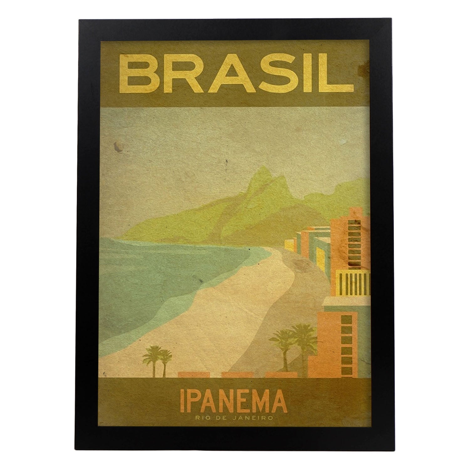 Poster vintage de Ipanema. con imágenes vintage y de publicidad antigua.-Artwork-Nacnic-A3-Marco Negro-Nacnic Estudio SL