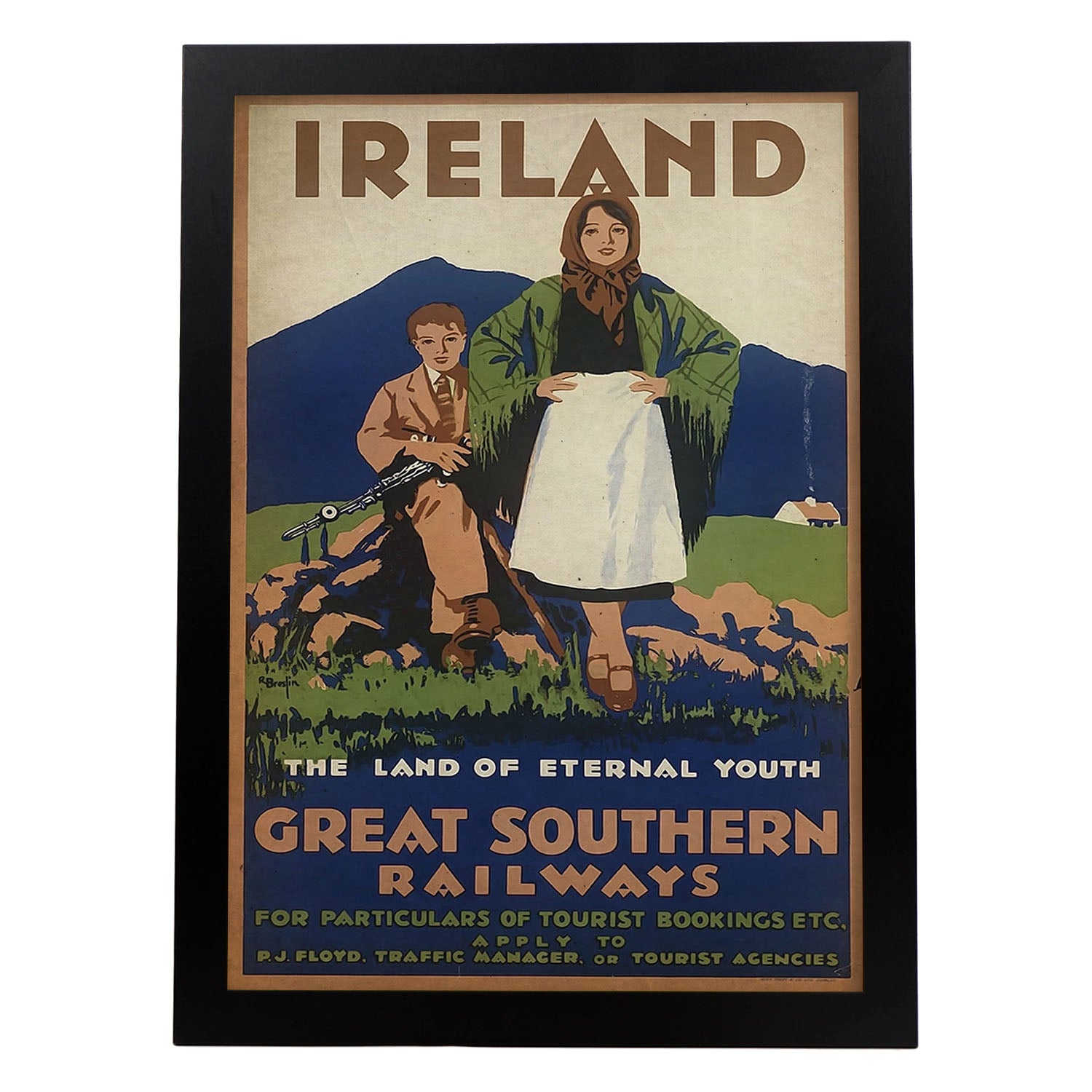 Poster vintage de Irlanda. con imágenes vintage y de publicidad antigua.-Artwork-Nacnic-A3-Marco Negro-Nacnic Estudio SL