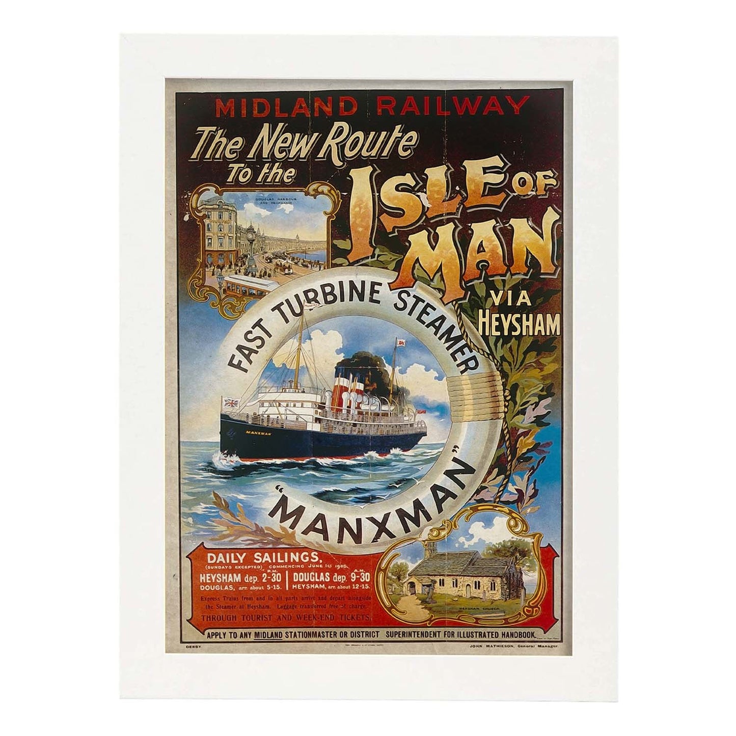 Poster vintage de Isla de Man. con imágenes vintage y de publicidad antigua.-Artwork-Nacnic-A3-Marco Blanco-Nacnic Estudio SL