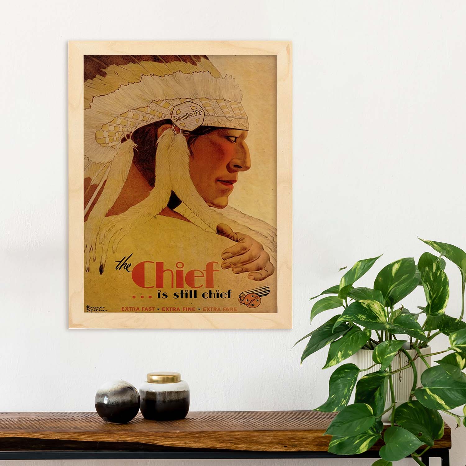 Poster vintage de Jefe Nativo. con imágenes vintage y de publicidad antigua.-Artwork-Nacnic-Nacnic Estudio SL