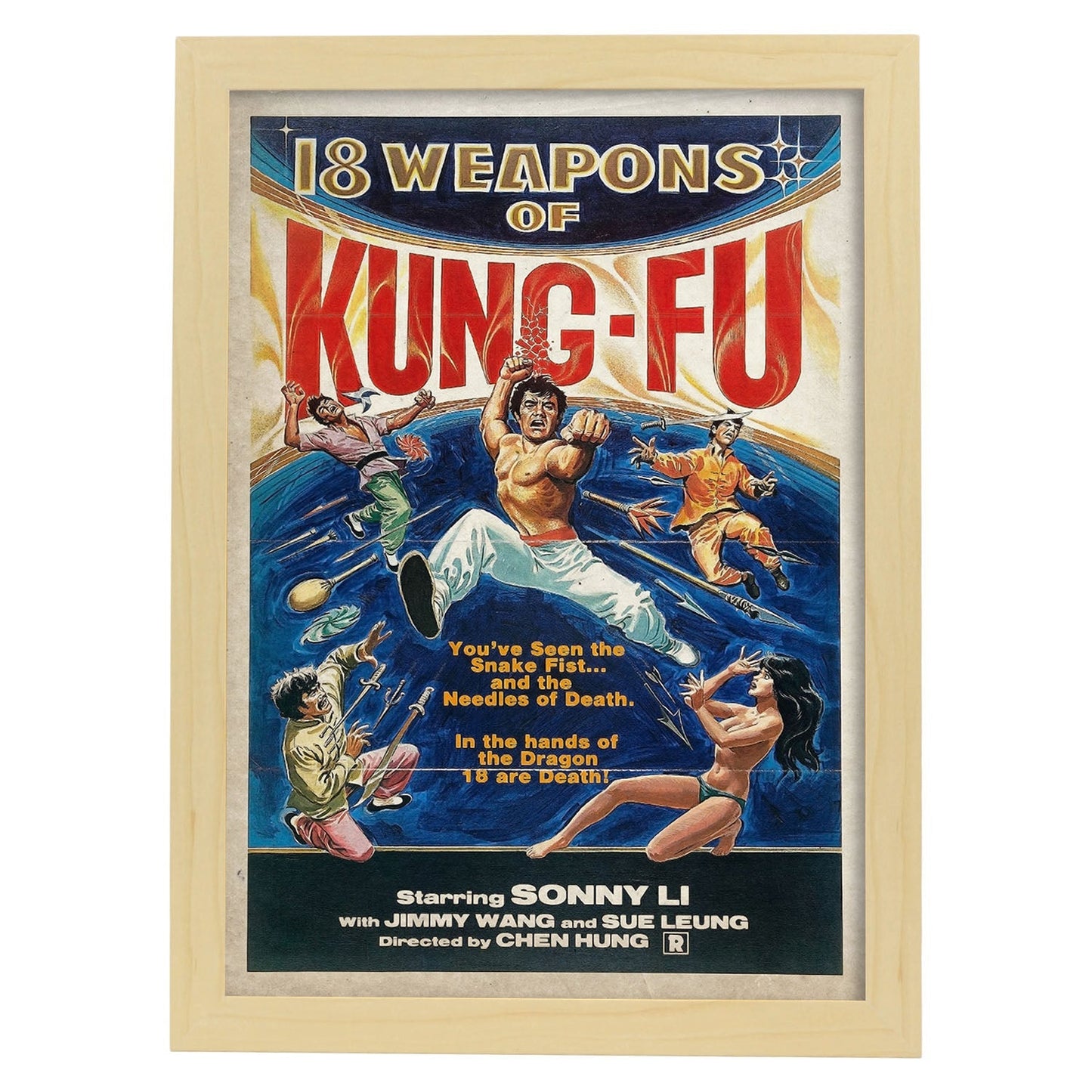 Poster vintage de Kung Fu. con imágenes vintage y de publicidad antigua.-Artwork-Nacnic-A3-Marco Madera clara-Nacnic Estudio SL