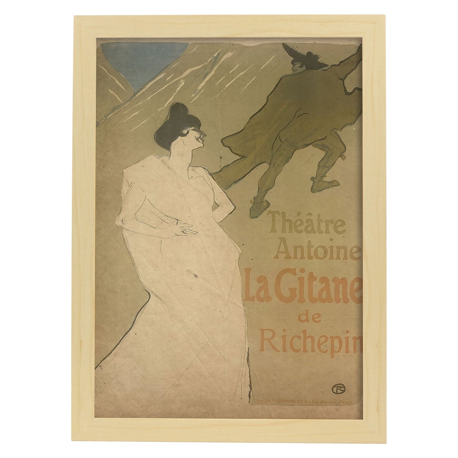 Poster vintage de La Gitana. con imágenes vintage y de publicidad antigua.-Artwork-Nacnic-A4-Marco Madera clara-Nacnic Estudio SL