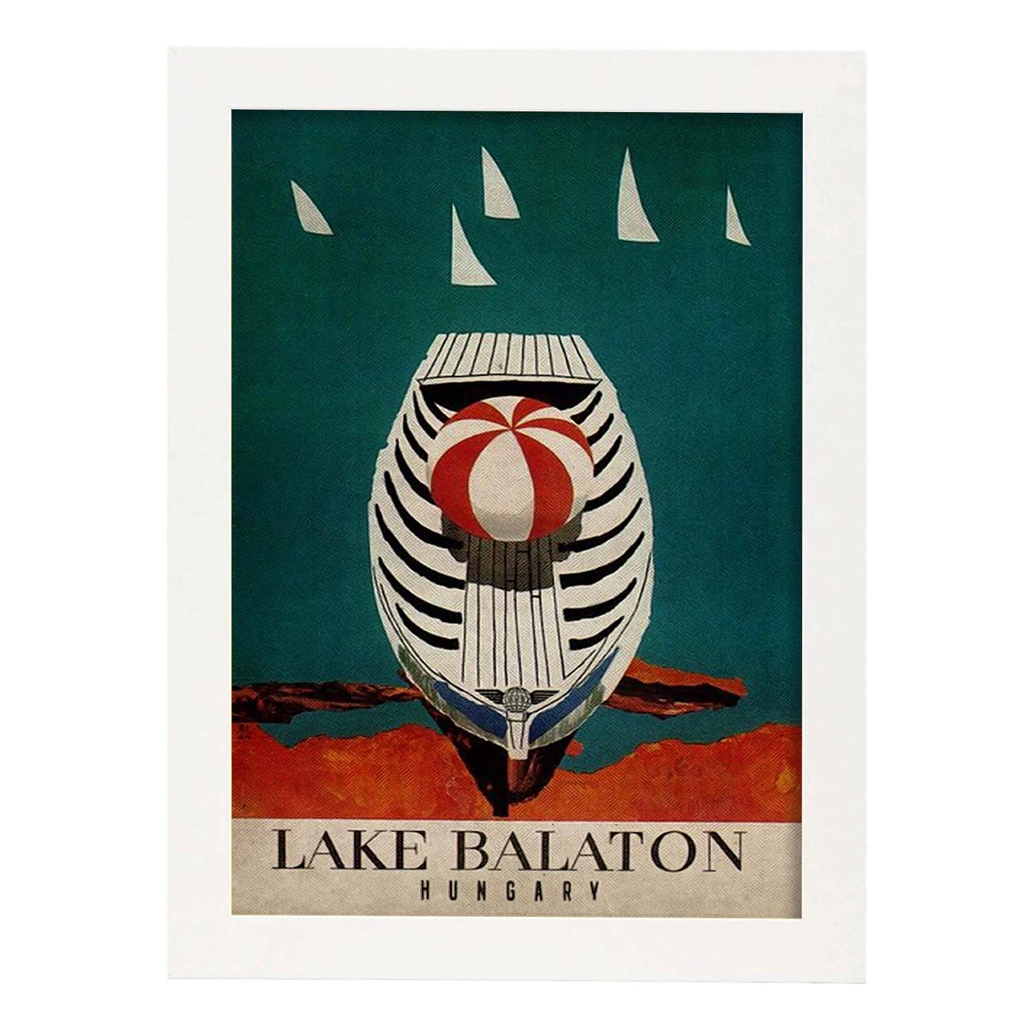Poster vintage de Lago Balaton. con imágenes vintage y de publicidad antigua.-Artwork-Nacnic-A3-Marco Blanco-Nacnic Estudio SL