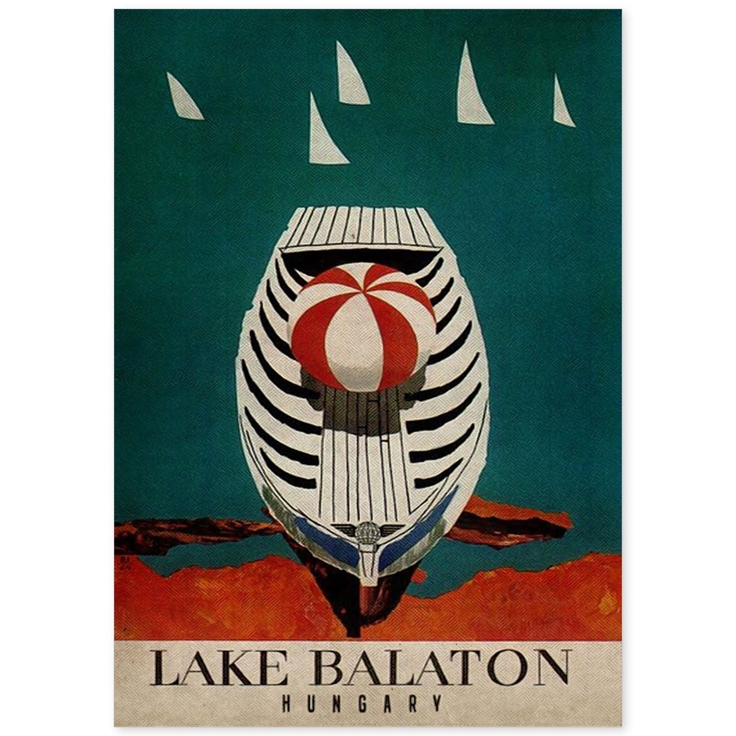 Poster vintage de Lago Balaton. con imágenes vintage y de publicidad antigua.-Artwork-Nacnic-A4-Sin marco-Nacnic Estudio SL