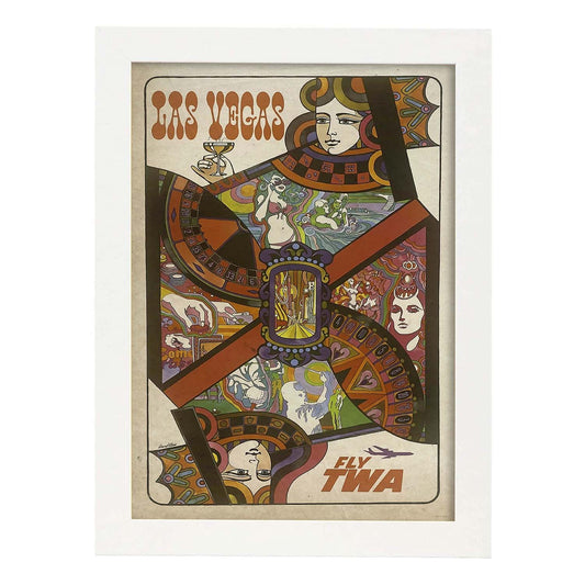Poster vintage de Las Vegas. con imágenes vintage y de publicidad antigua.-Artwork-Nacnic-A4-Marco Blanco-Nacnic Estudio SL