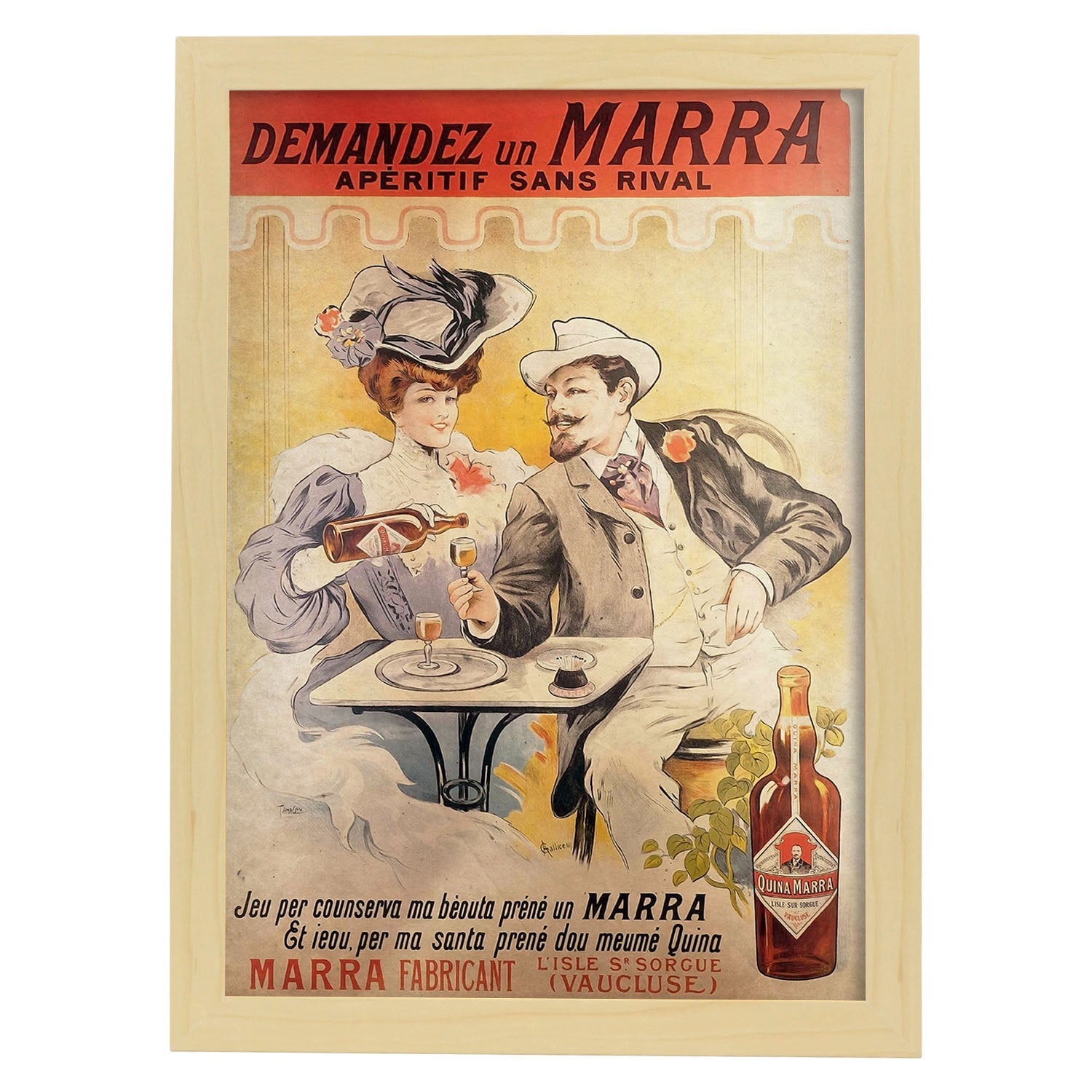 Poster vintage de Licor vintage. con imágenes vintage y de publicidad antigua.-Artwork-Nacnic-A3-Marco Madera clara-Nacnic Estudio SL